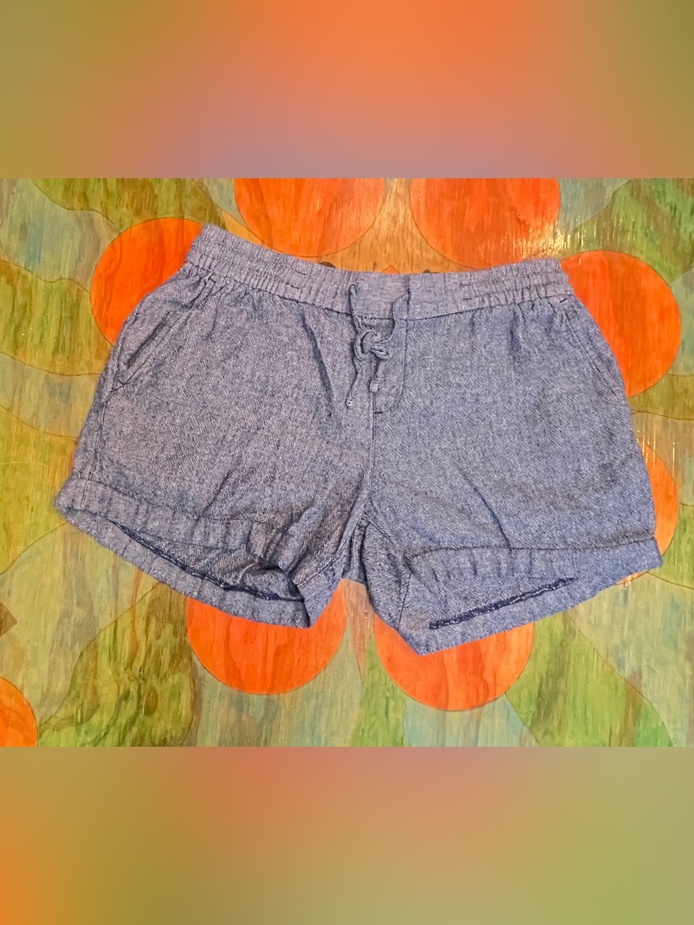 Old Navy Womens Shorts Linen Blend Size Medium Pull On Blue